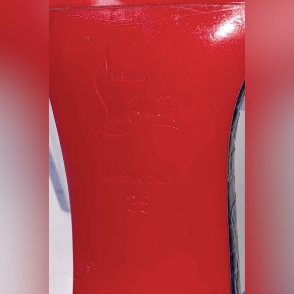 Louboutin Navy Lock Art Mule Heel Sandals - Picture 8 of 8